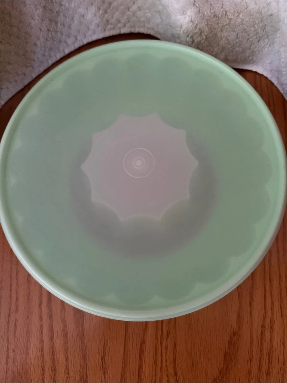 Tupperware Light Green Plastic Jello Mold Bowl with Lid